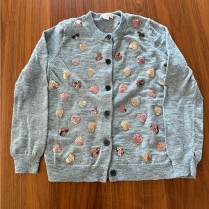 Crewcuts Gray Cardigan with Sequin Hearts